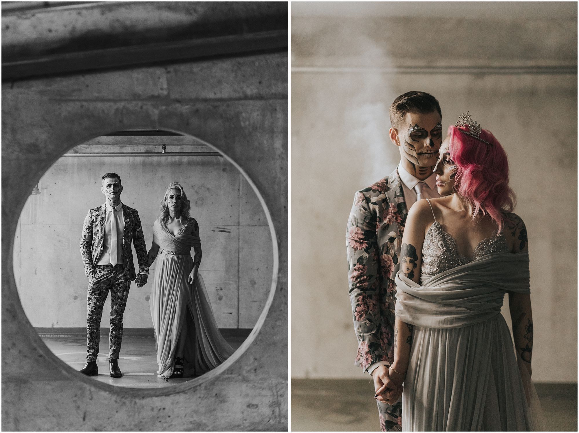 Using a parkade for edgy wedding portraits
