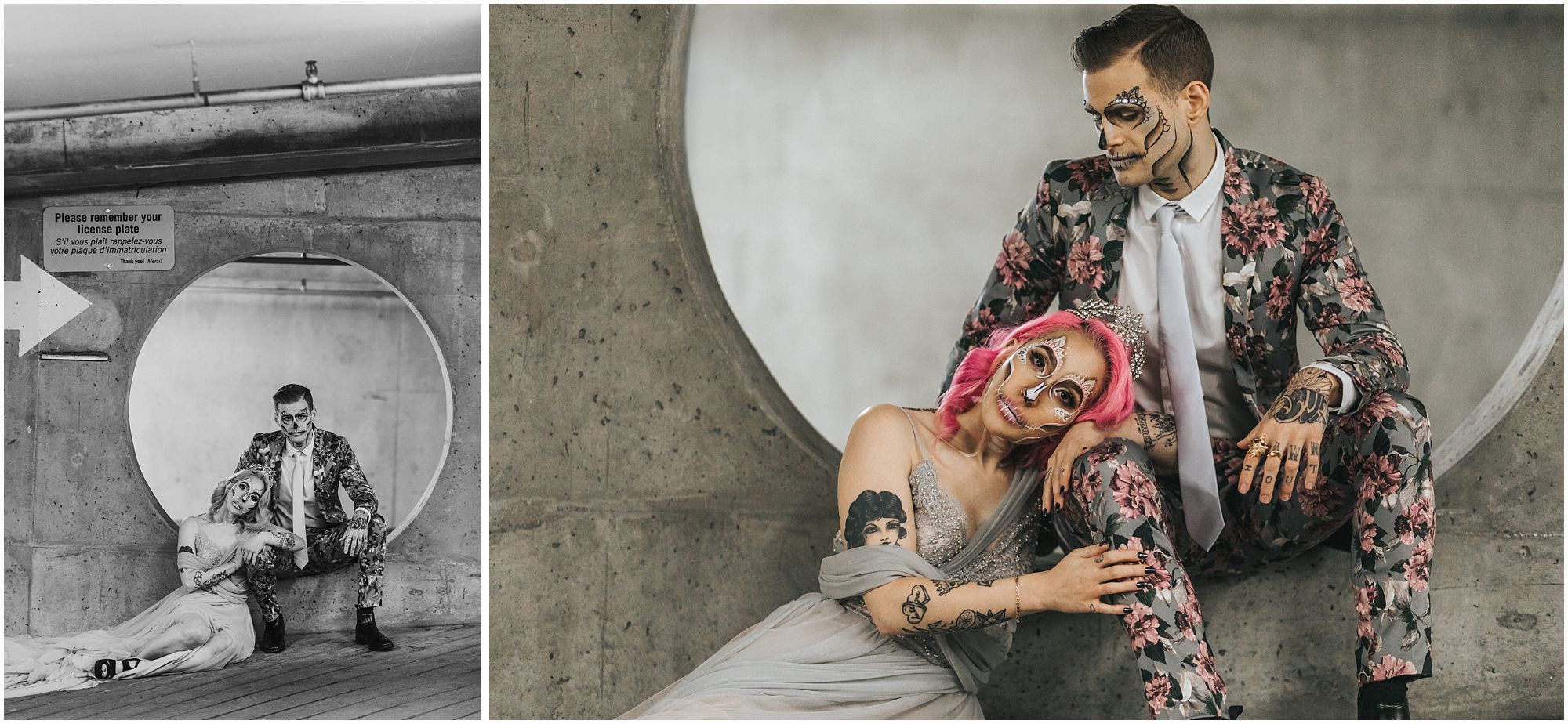Vancouver bride and groom in parkade for edgy portraits