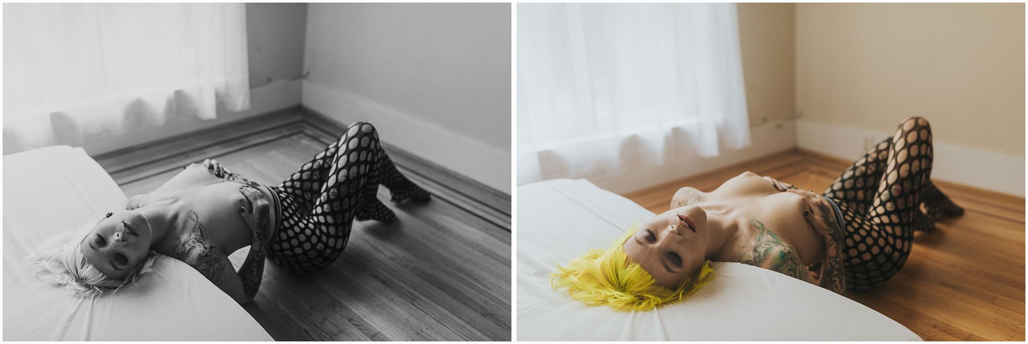 fishnet stockings on alternative model creative vancouver boudoir photographer