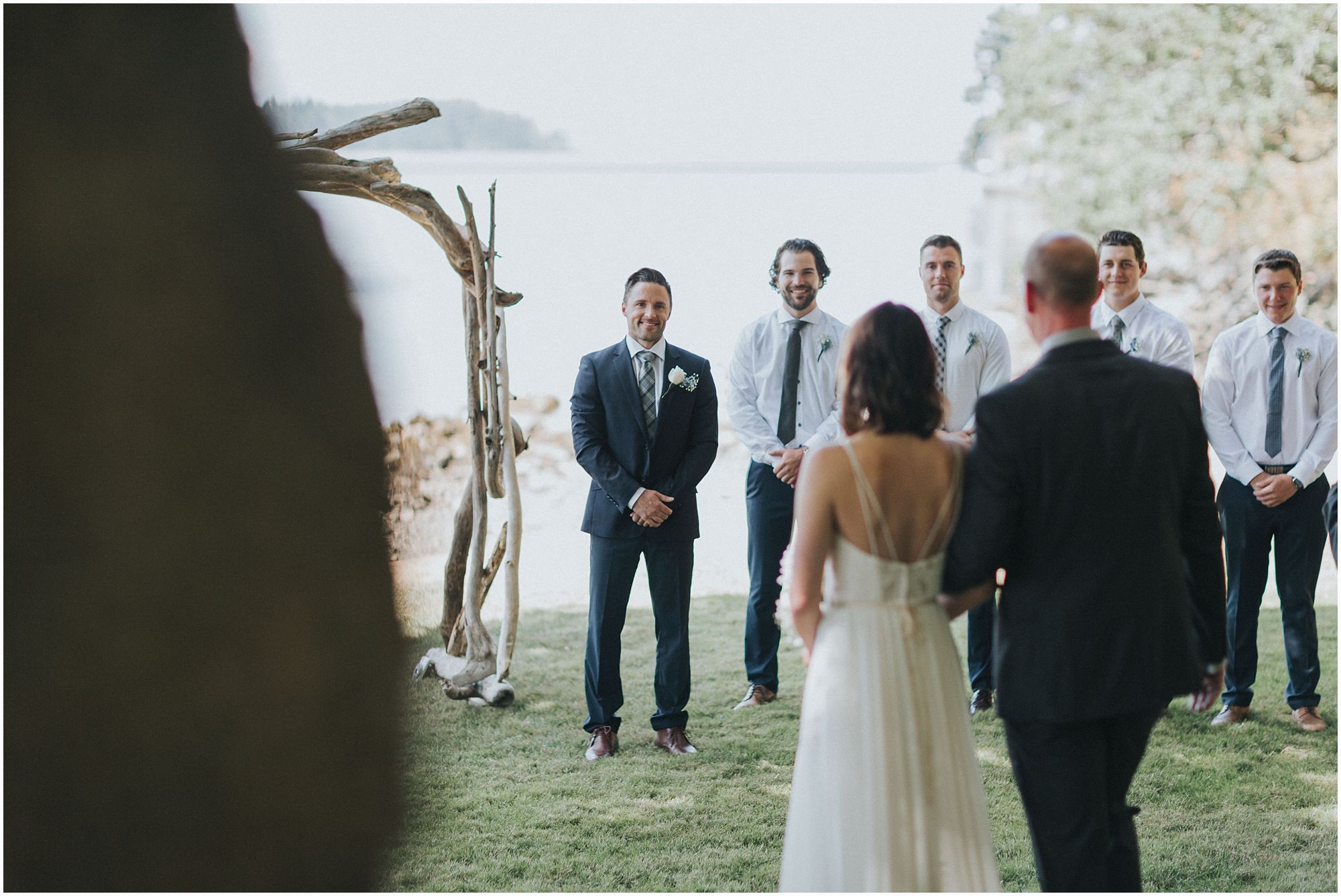 groom seeing his bride for the first time 