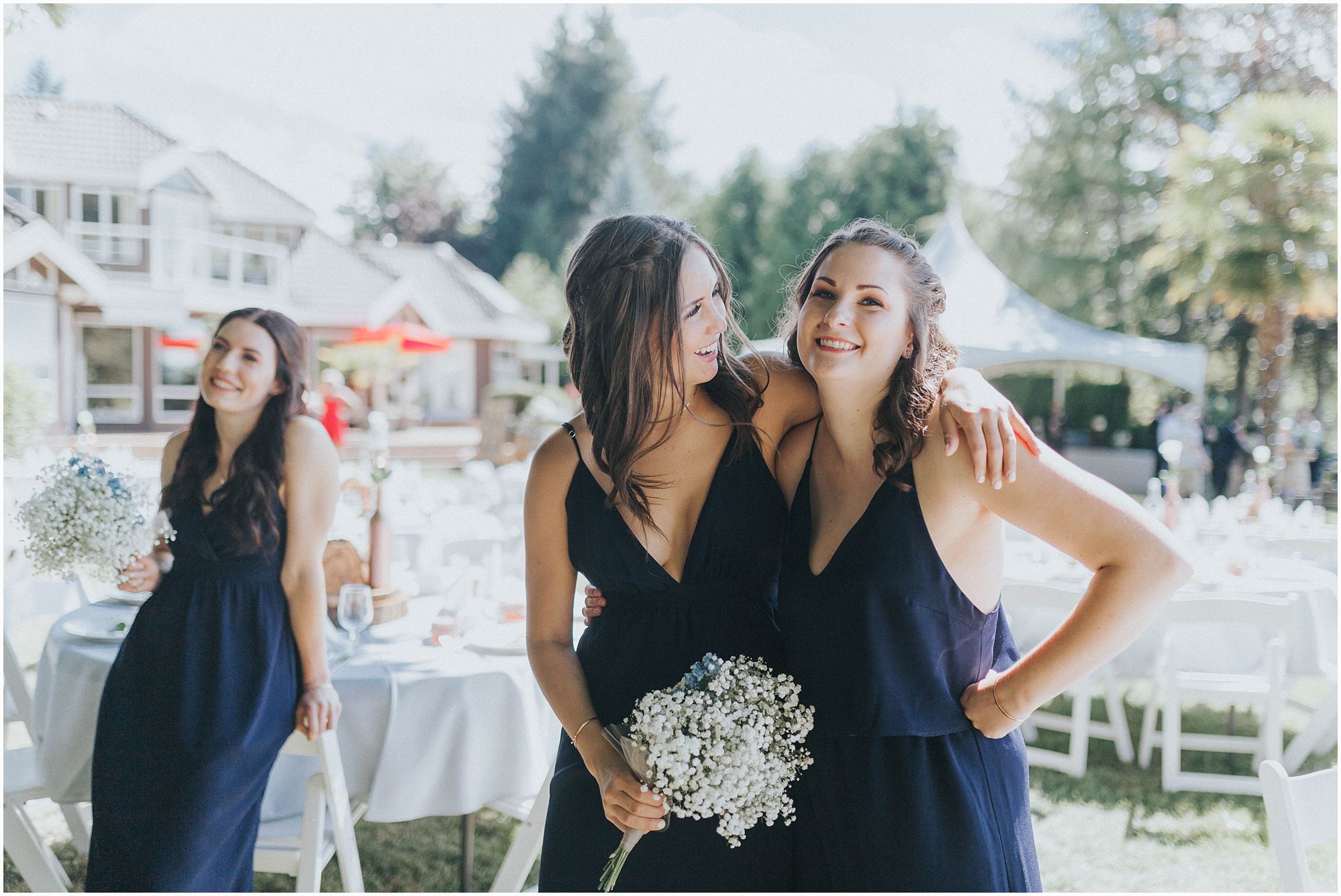 two bridesmaids hanging out 