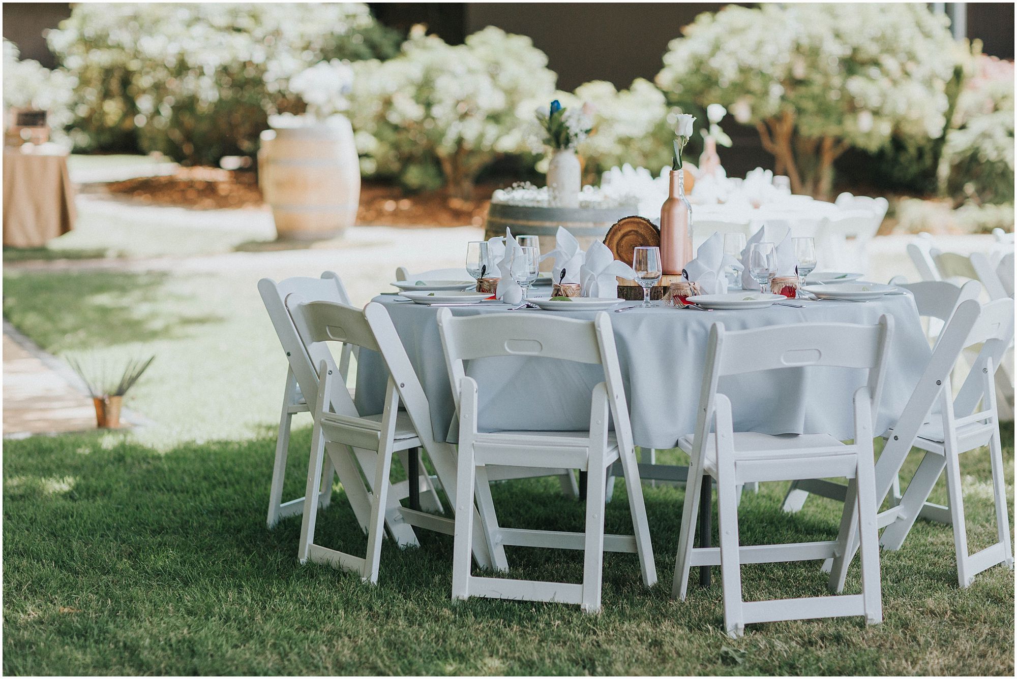 wedding decor - table set up in backyard wedding 