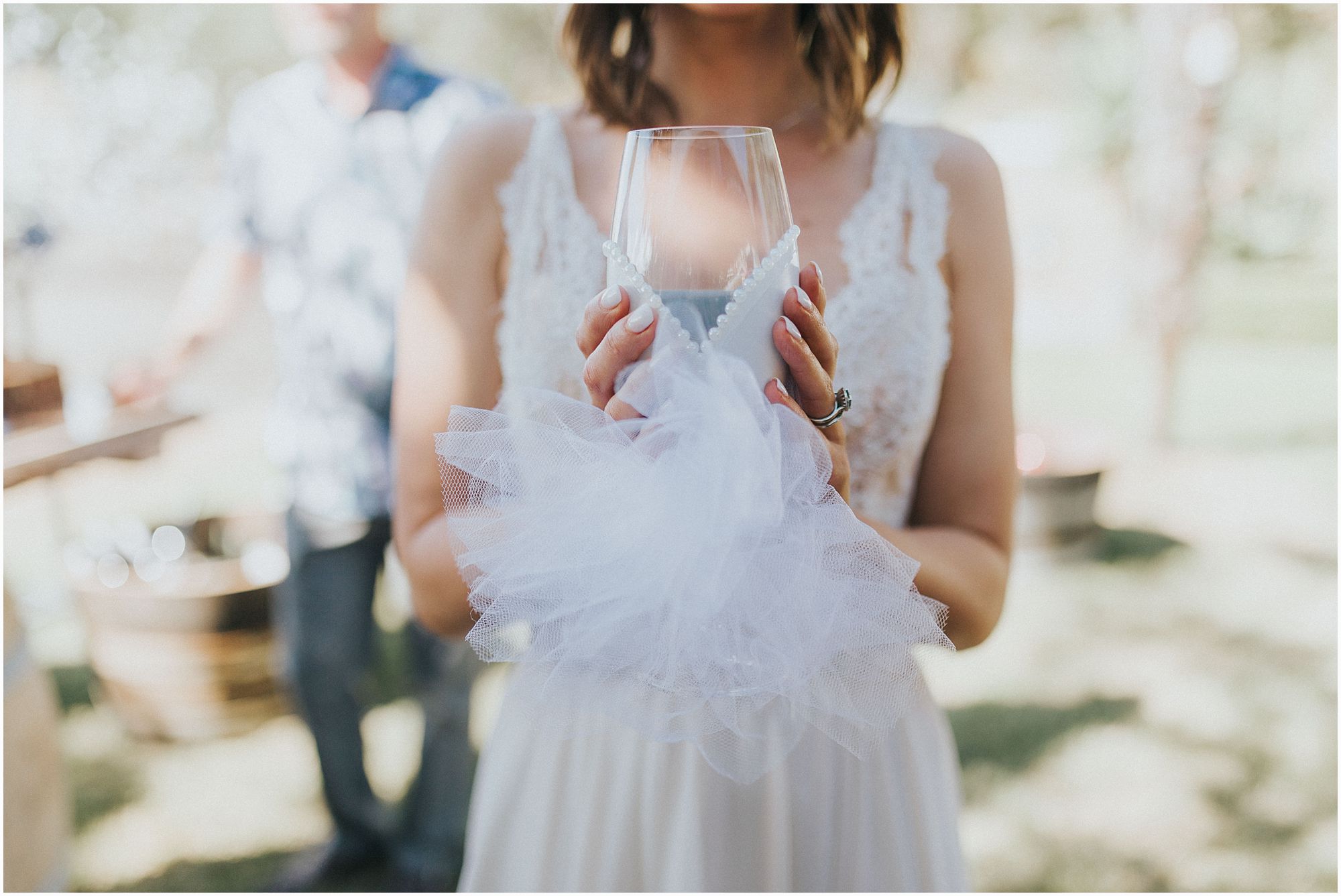 bride and her fancy wine glass