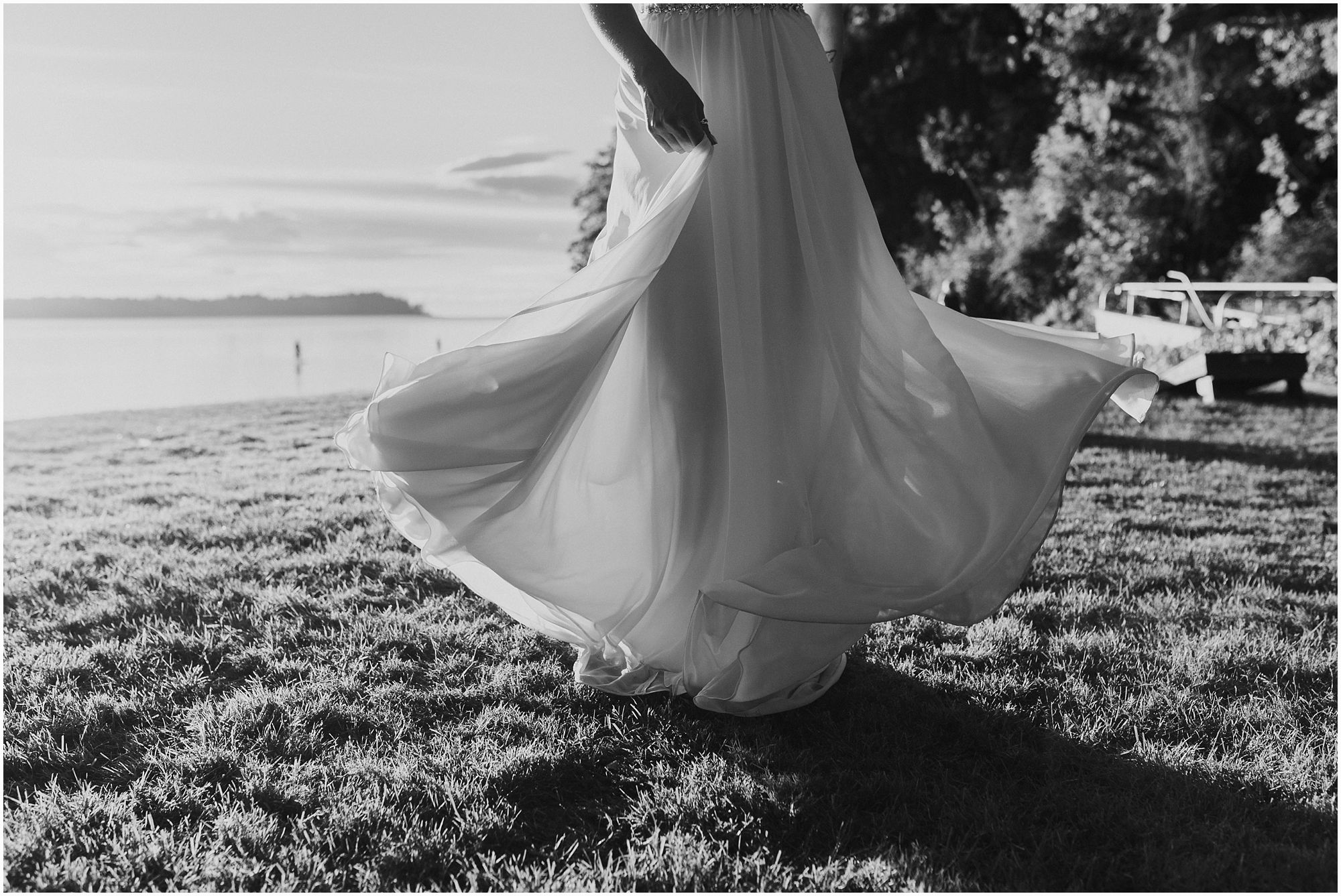 bride twirling her beautiful truvelle dress 