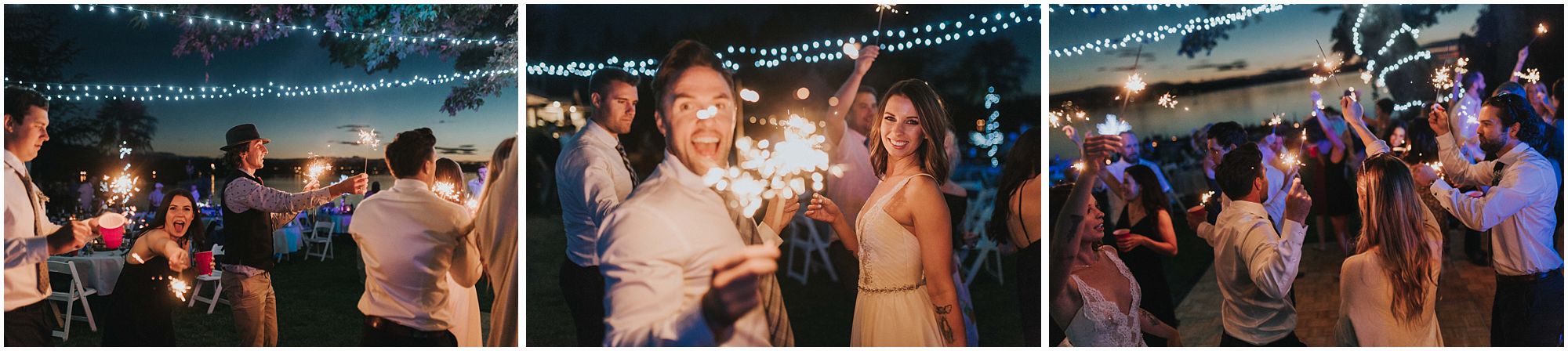 sparklers at wedding dance party 