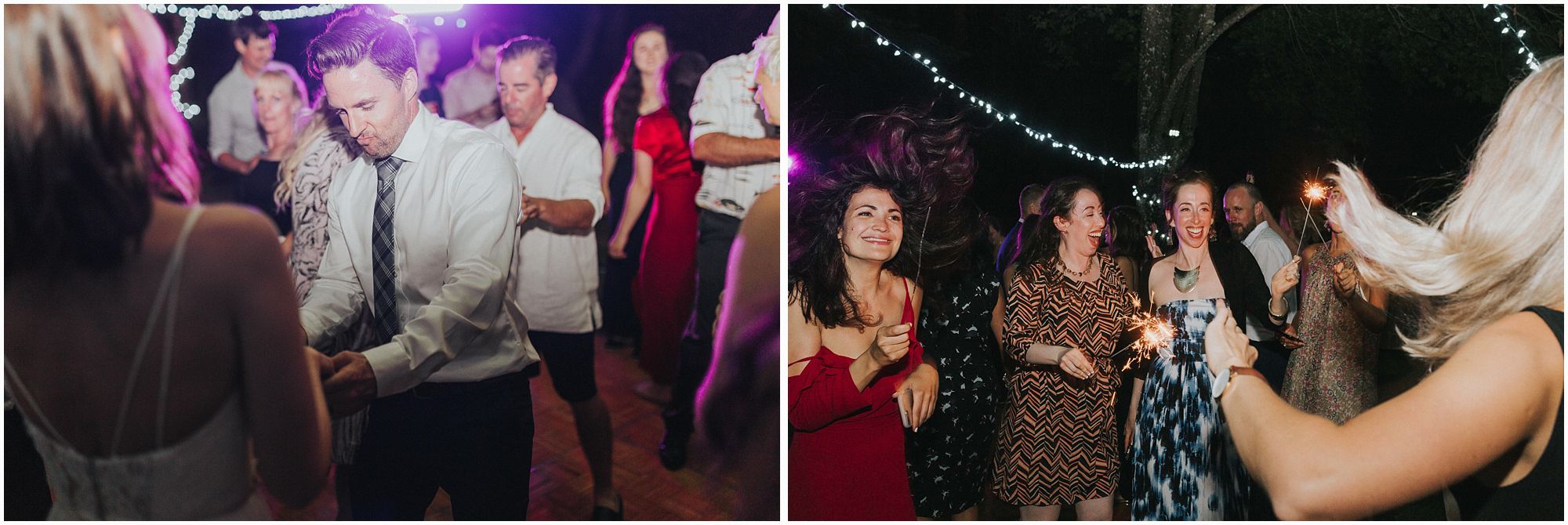 wedding guests having a good time dancing
