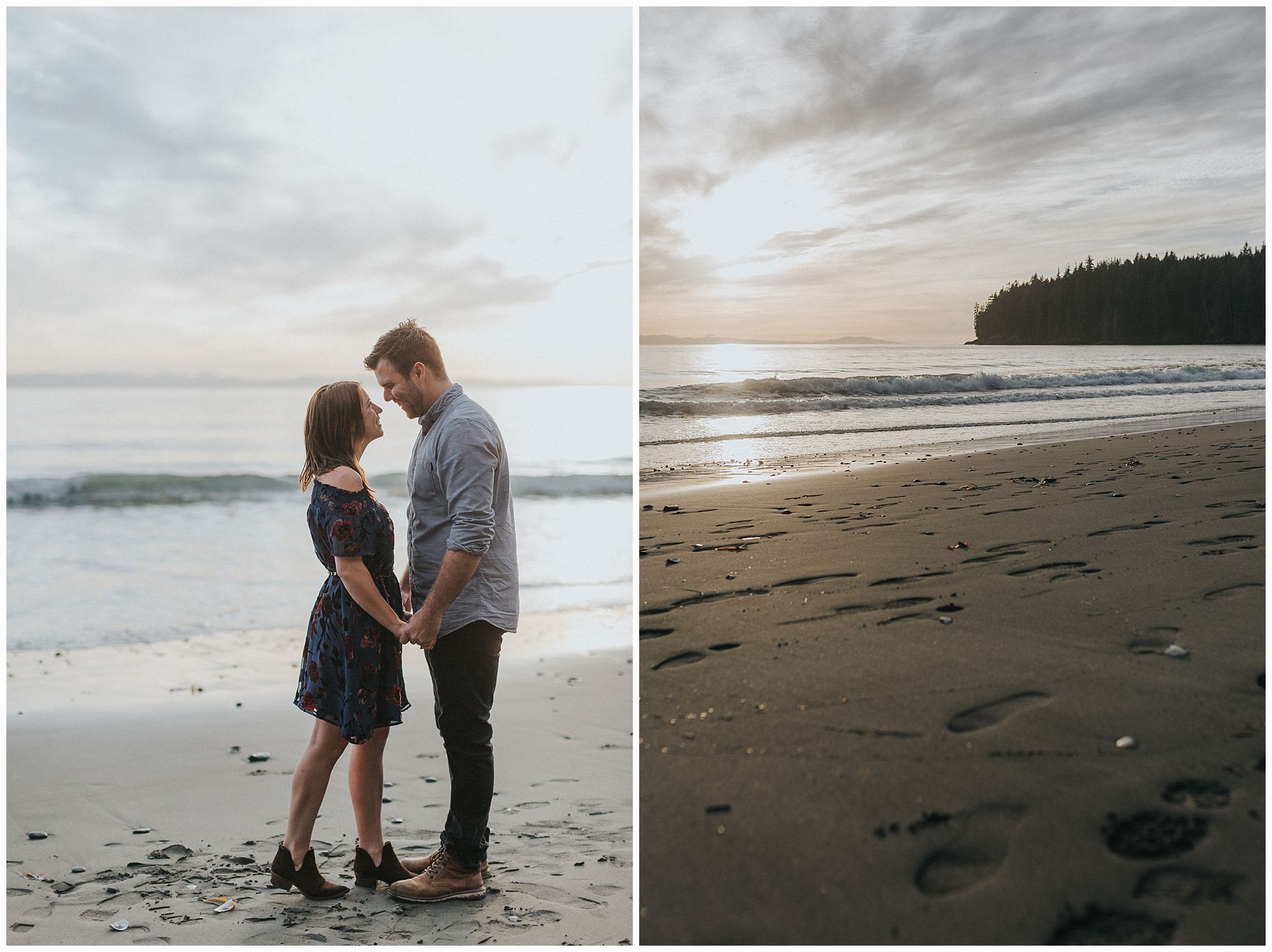 beautiful sunset engagement session in Sooke BC 